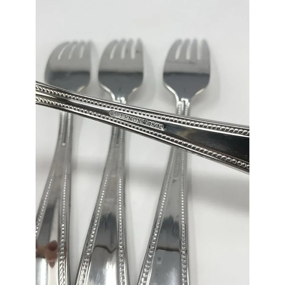 Lenox BEAD Stainless 18/10 Glossy Dinner Place Fork 8 1/8” Set Of 4 Replacement